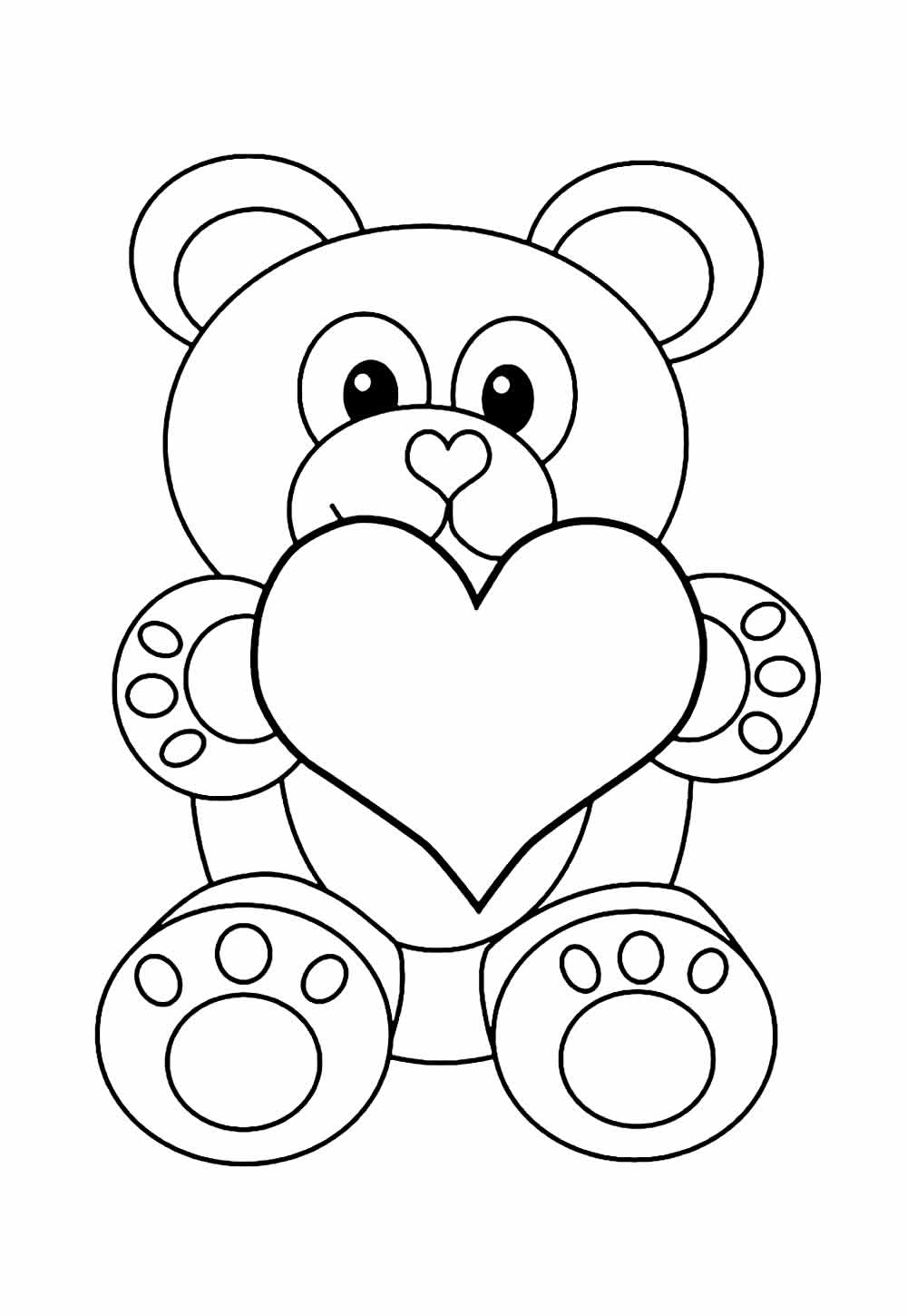 Desenho Ursinho Coração Colorir