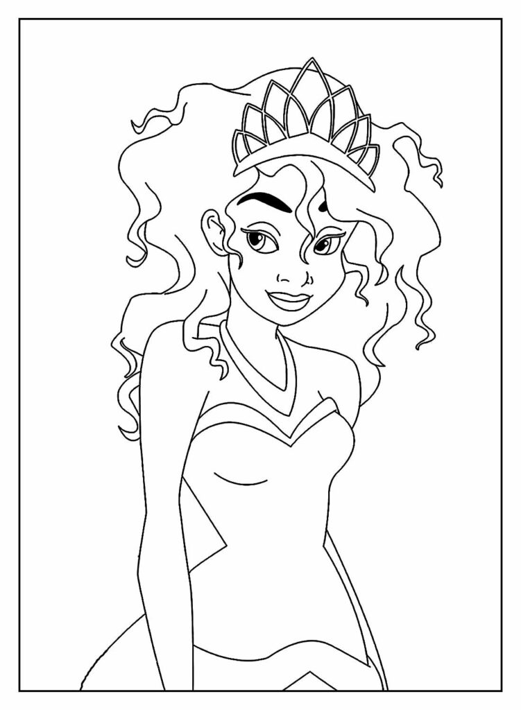 A Princesa e o Sapo para colorir - Tiana para pintar