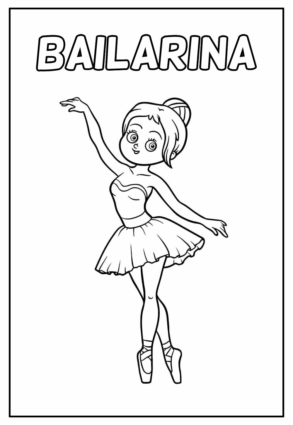 Desenho Educativo de Bailarina para colorir
