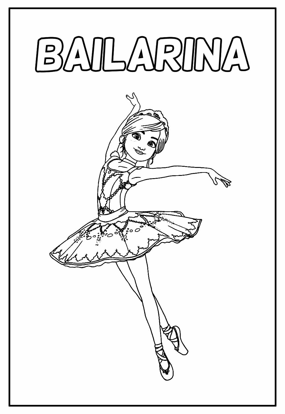 Desenho Educativo de Bailarina para pintar