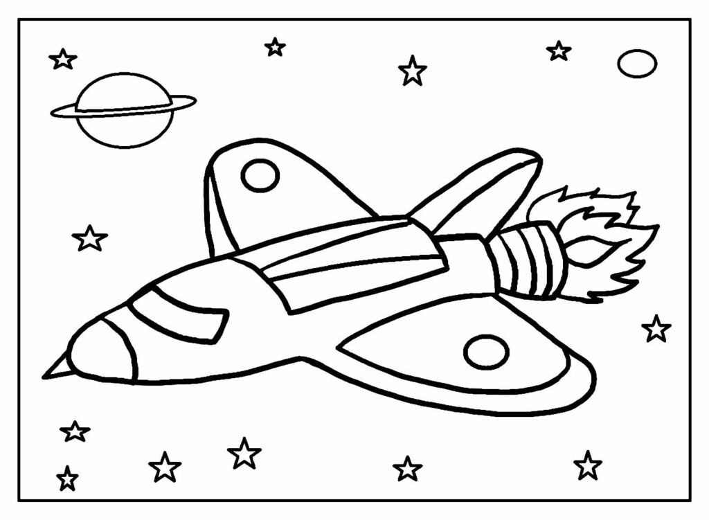 Foguete espacial para colorir e pintar