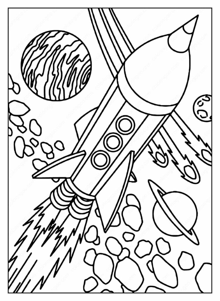 Foguete para pintar - Desenho para colorir