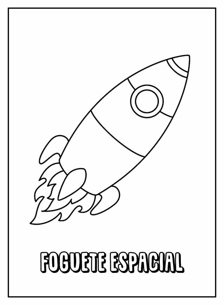 Foguete Espacial para colorir - Desenho Educativo