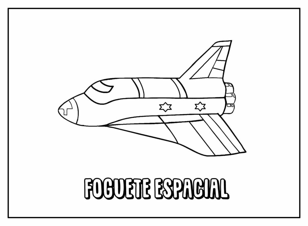 Desenho de Foguete Espacial com nome para colorir