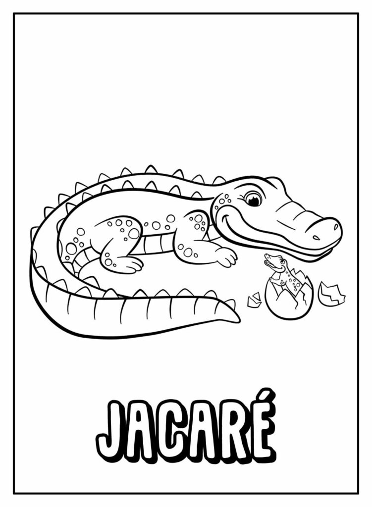 Desenho de Jacaré com nome para colorir