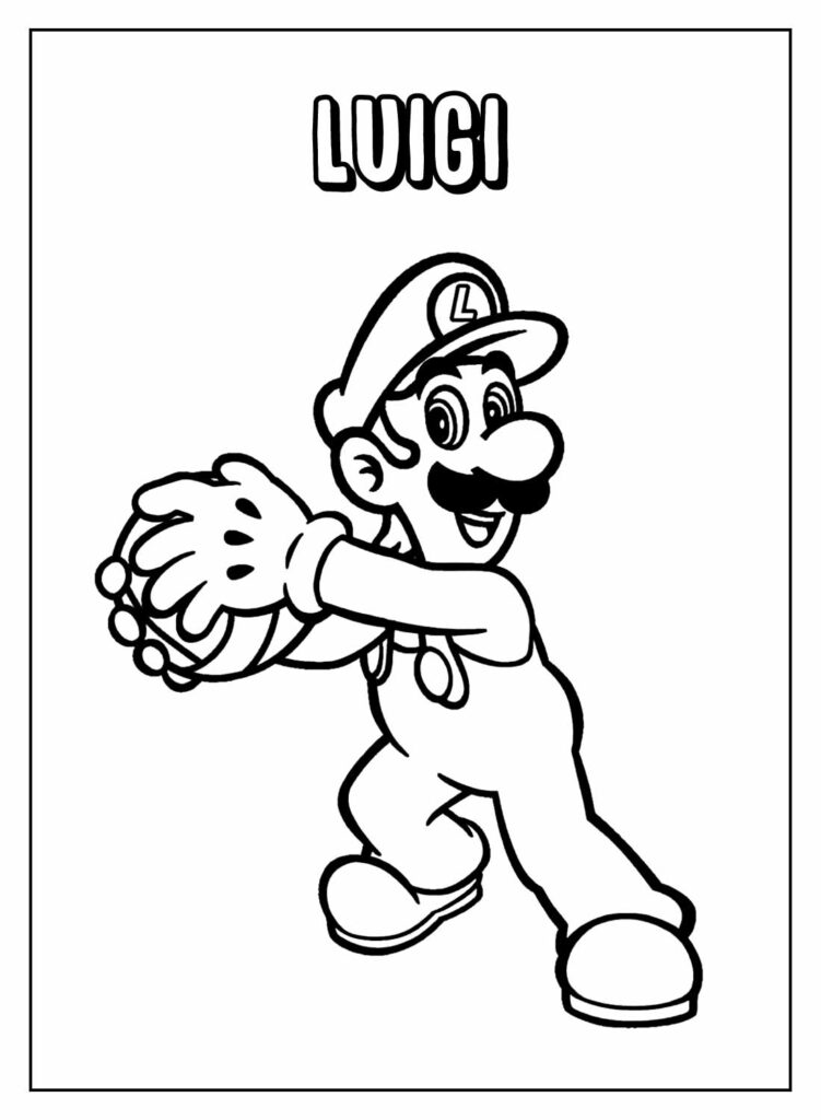 Desenho de Luigi com nome para colorir