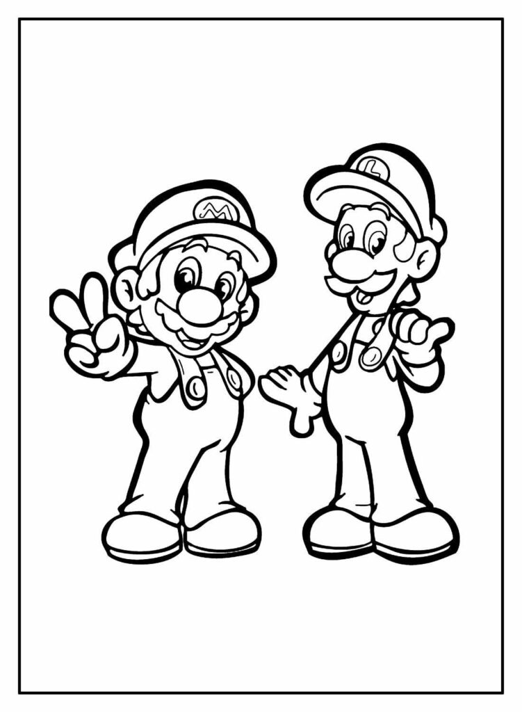 Desenho Mario e Luigi para pintar e colorir