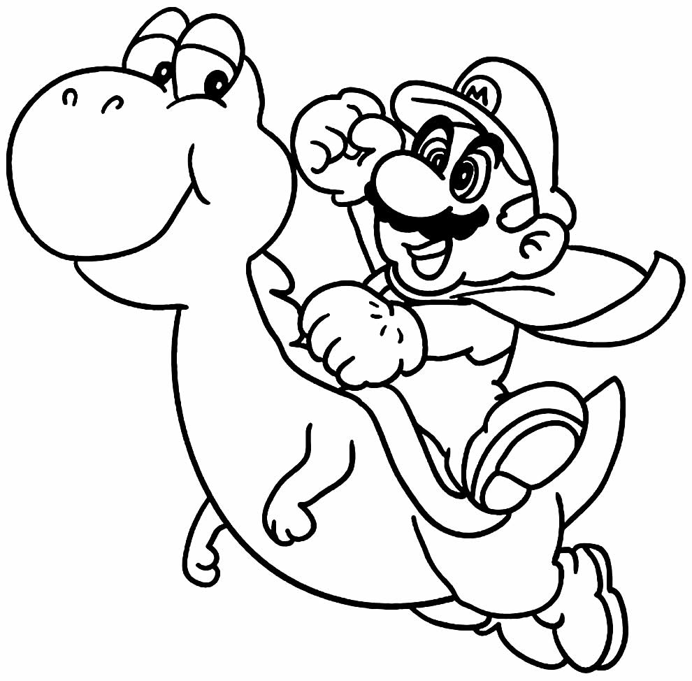 Desenho fofo de Mario Bross para colorir