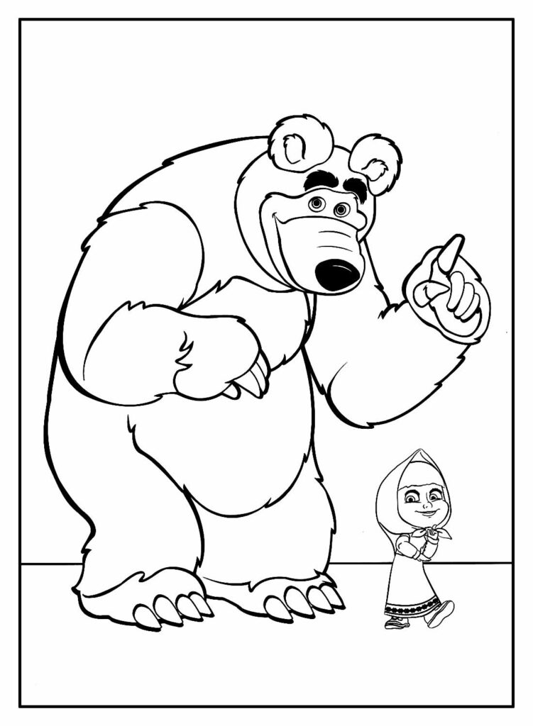 Masha e o Urso desenhos para imprimir colorir e pintar Gratis