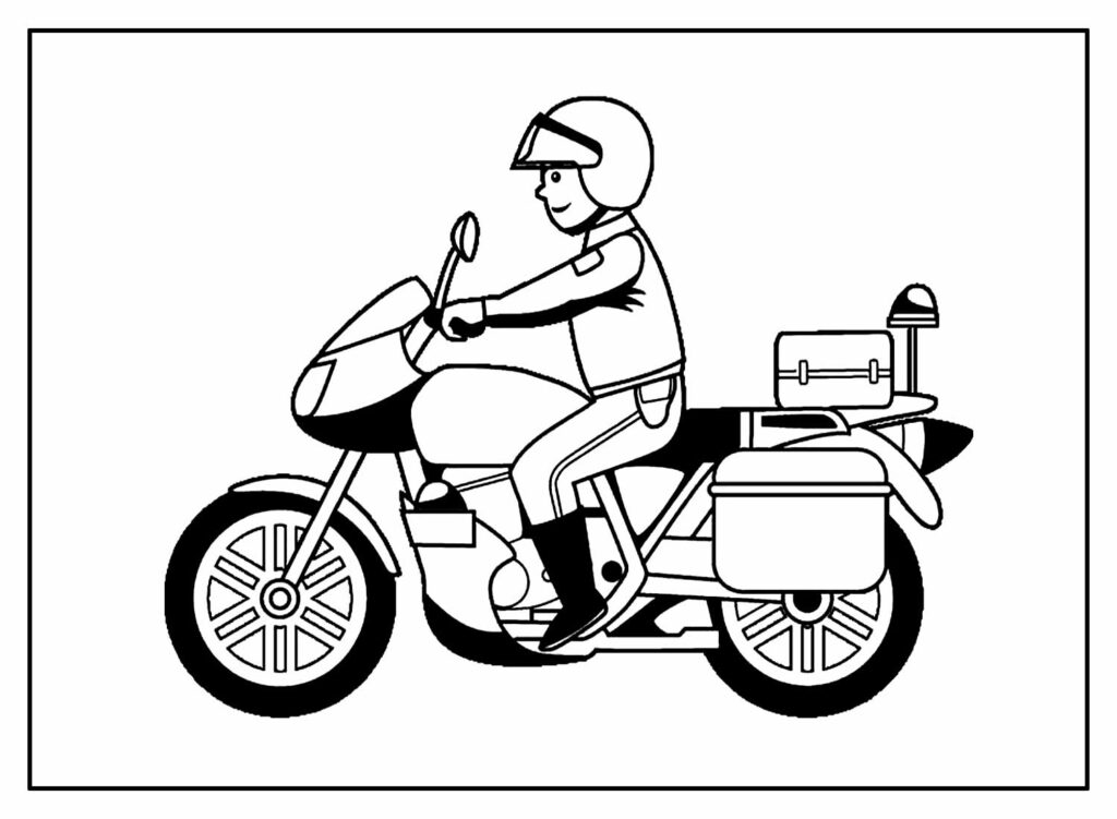 página para colorir de moto da polícia para crianças 12902431