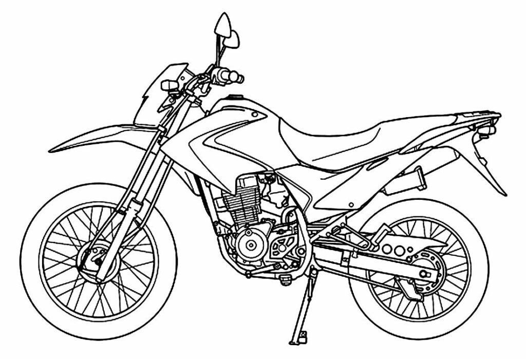 Desenho de Moto para colorir - Molde e imagens para imprimir