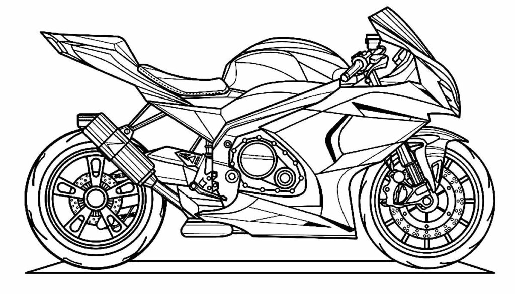 Desenhos para colorir, desenhar e pintar : Desenho de moto para