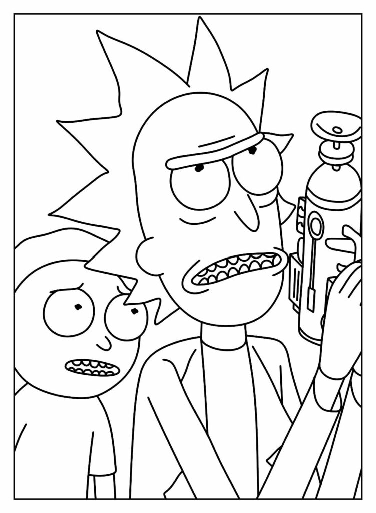 Desenho para colorir de Rick e Morty