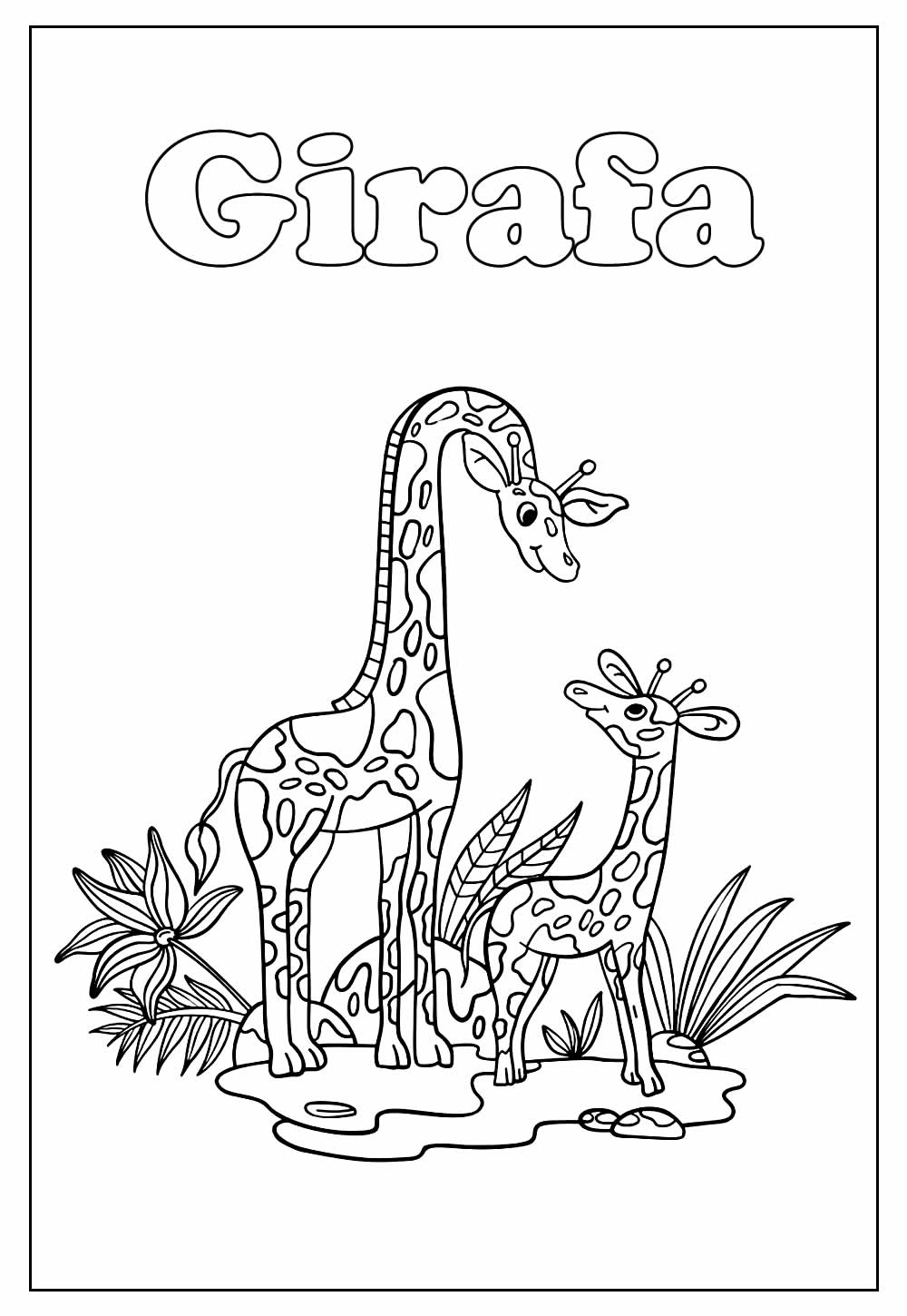 Desenhos Girafa Colorir e Pintar