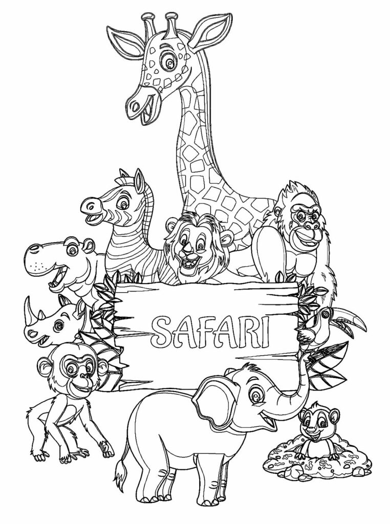 Safari para colorir - Desenho para pintar