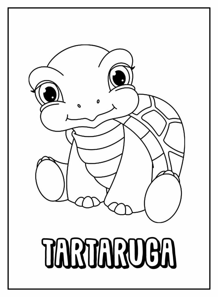 Desenho de Tartaruga com nome para colorir