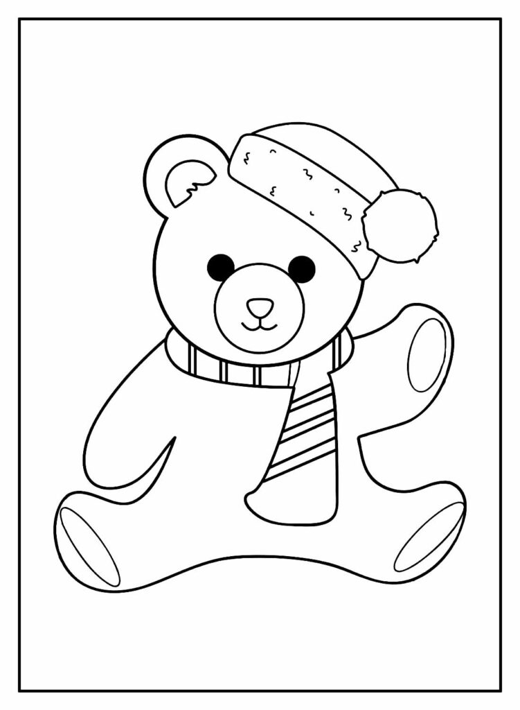 Ursinho de Natal para colorir