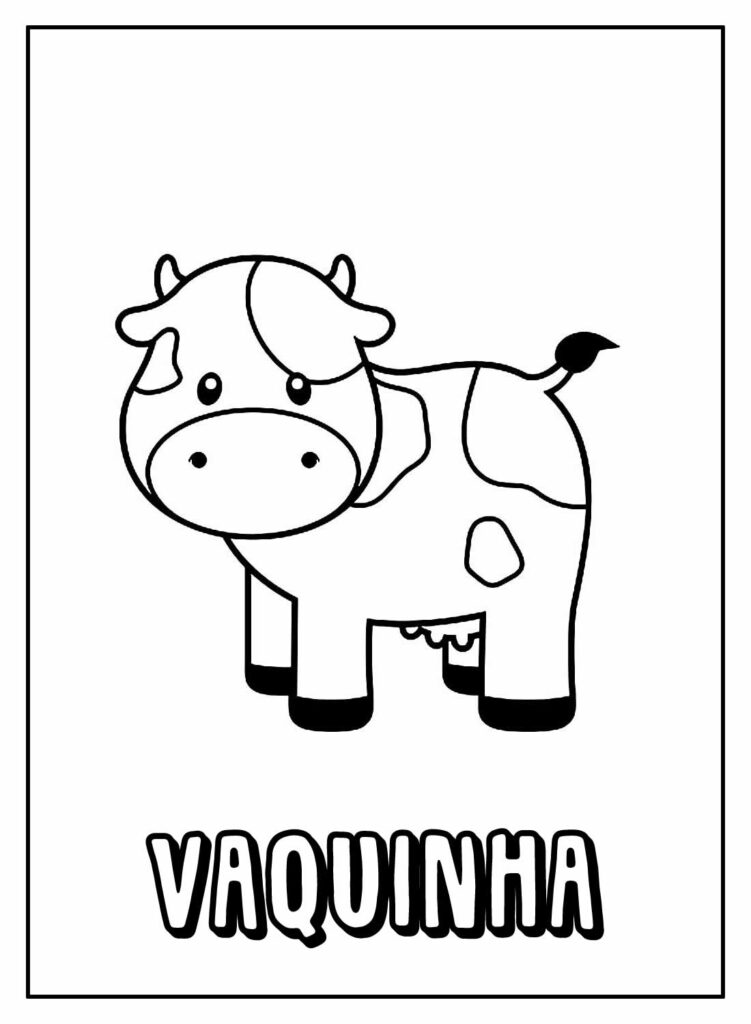 Desenho Educativo de Vaca para Colorir