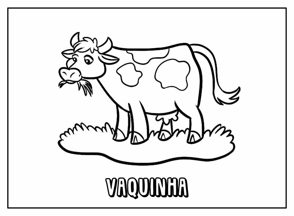 Desenho Educativo de Vaca para Colorir