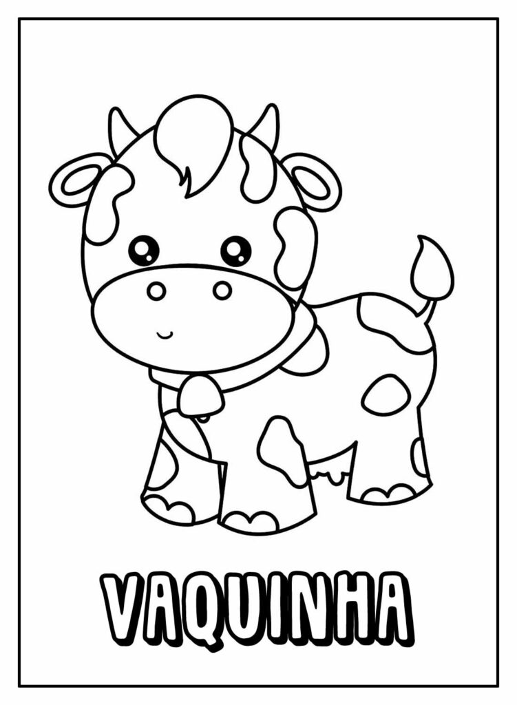 Desenho Educativo de Vaca para pintar e colorir
