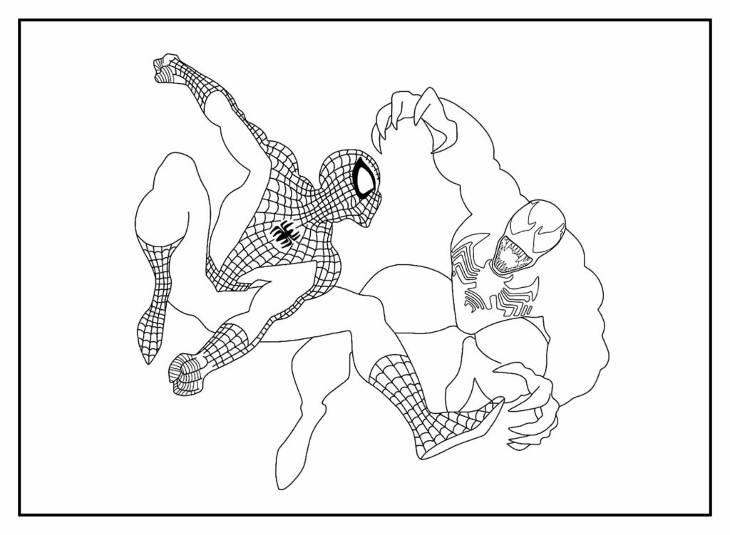 Desenho Venom e Homem-Aranha Colorir