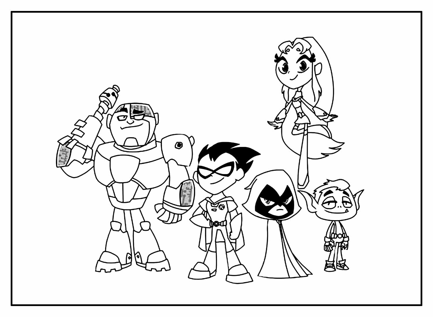 Desenhos dos Jovens Titãs para colorir - Bora Colorir