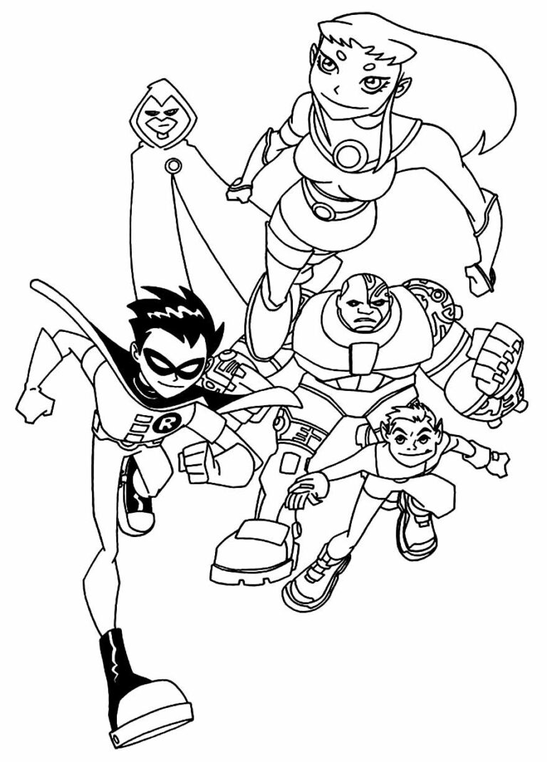 Desenhos dos Jovens Titãs para colorir - Bora Colorir