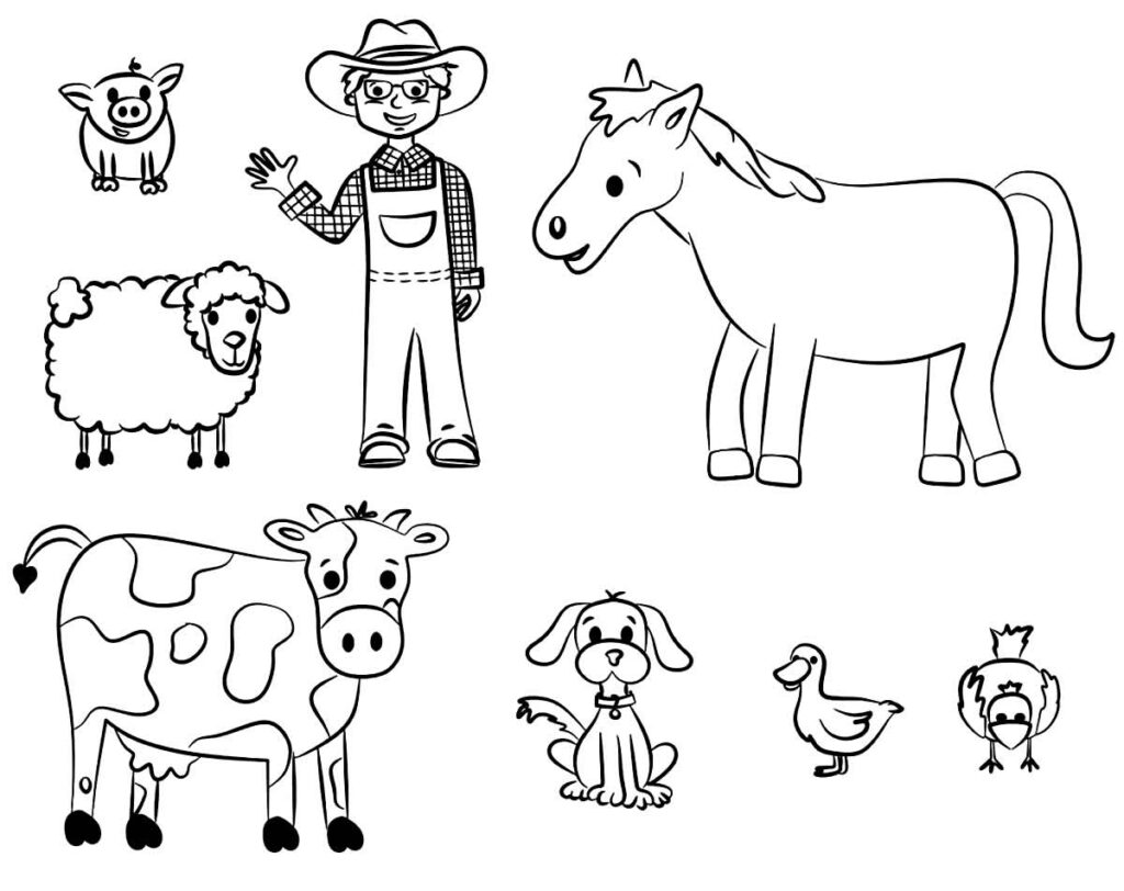 Desenhos para colorir, desenhar e pintar : Desenhos de animais para colorir,  cavalos e vacas