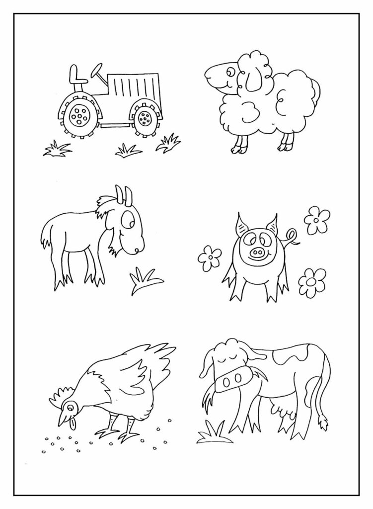 Animais da Fazenda - Desenho para pintar