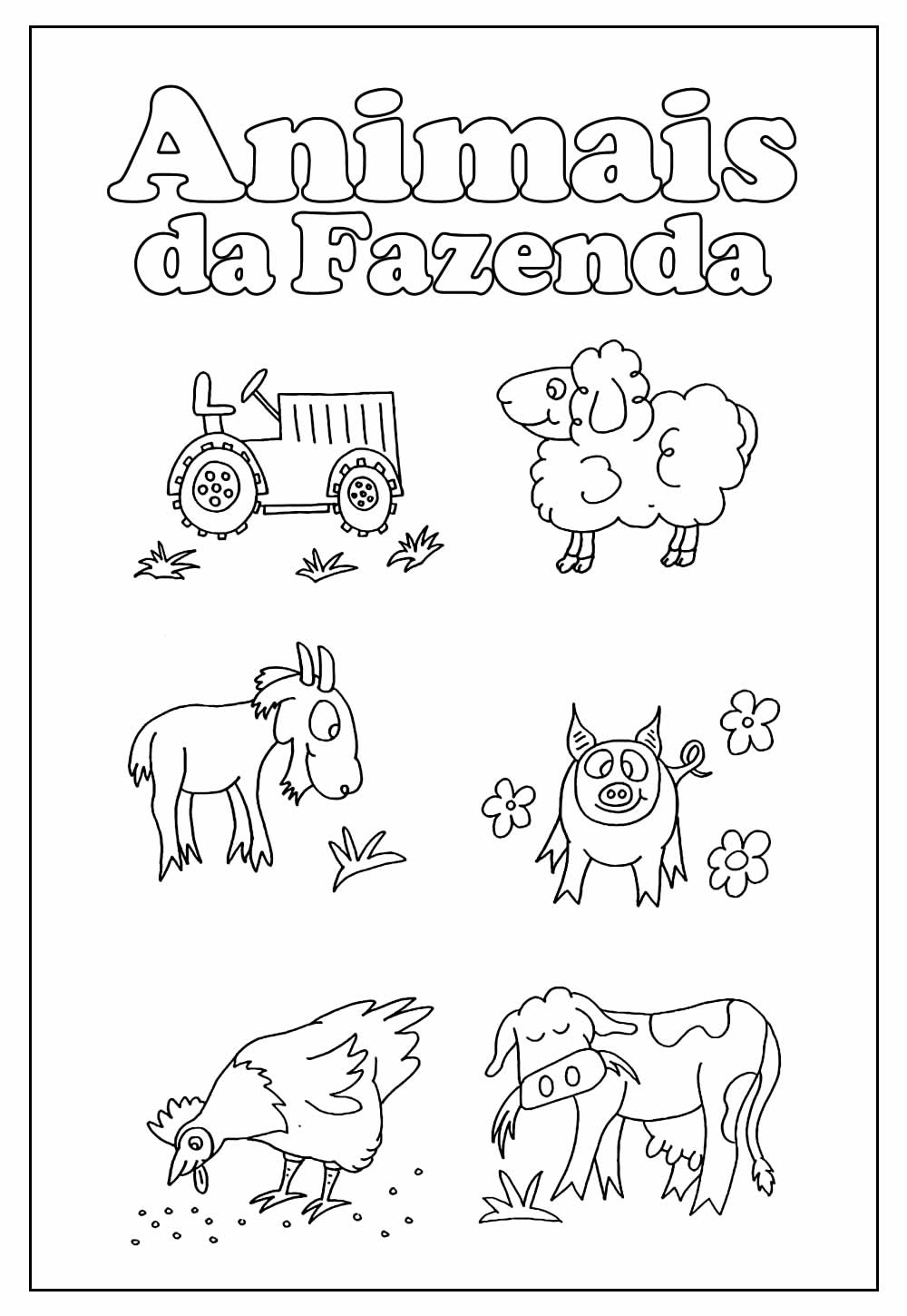 Desenho de Animais da Fazenda para colorir