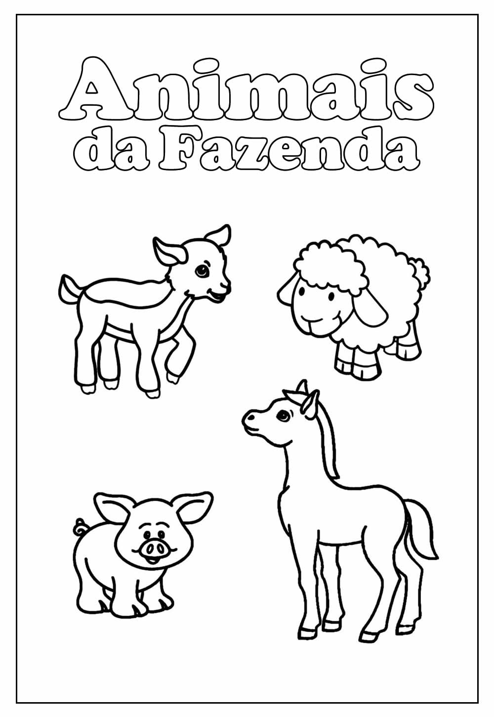 Desenho Educativo de Animais da Fazenda