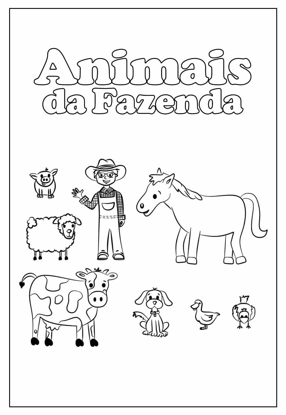 Desenho Educativo de Animais da Fazenda para colorir