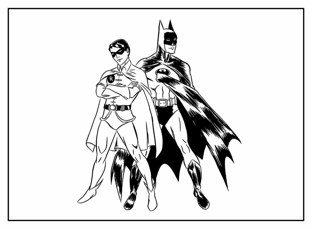 Desenhos de Batman e Robin para colorir - Bora Colorir