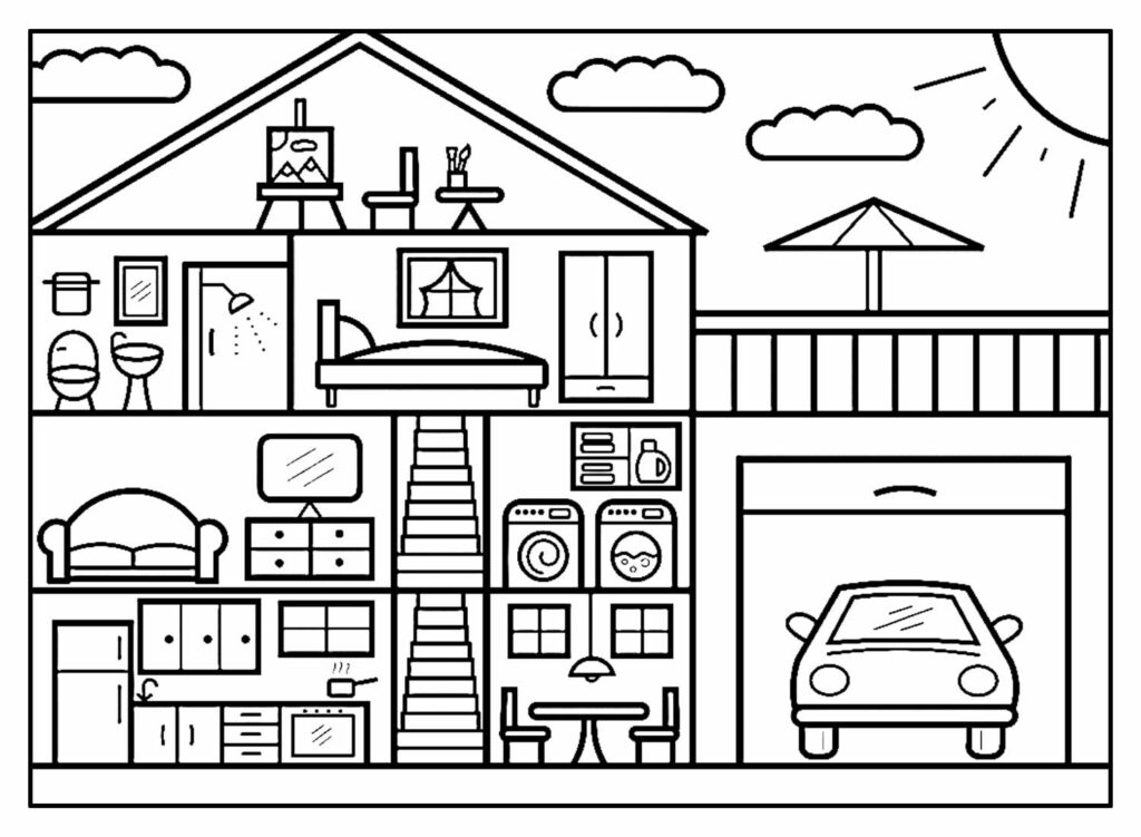 Desenhos de Casas para Colorir e Pintar - Desenhos Para Colorir