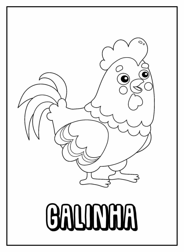 Galinha para pintar - Desenho para colorir