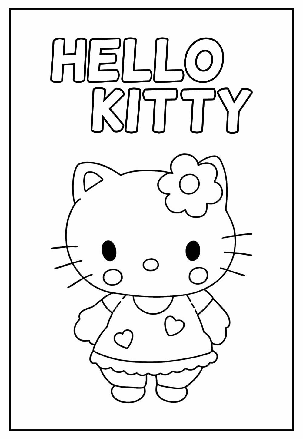 Desenhos para colorir de desenho da hello kitty colhendo flores