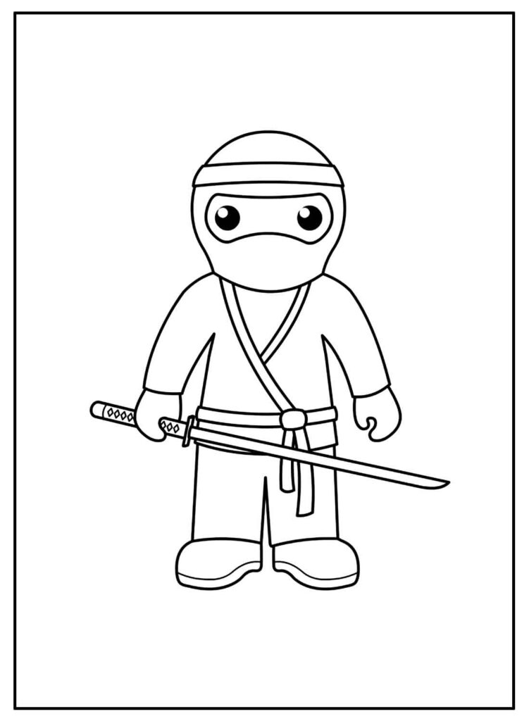 Desenho de Ninja e sua espada para colorir - Tudodesenhos