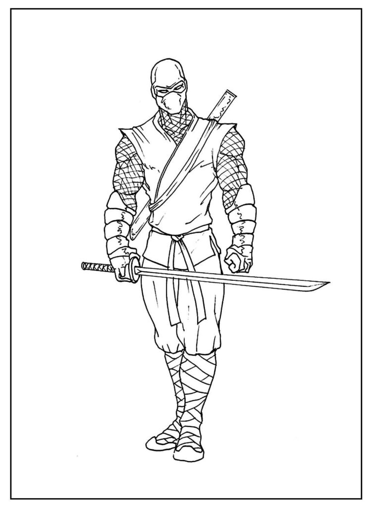 Desenho de Ninja com Ninjato para colorir