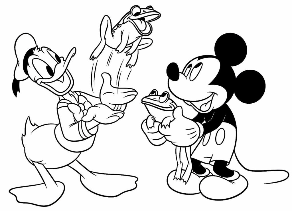 Pato Donald e Mickey para colorir - Desenho para pintar