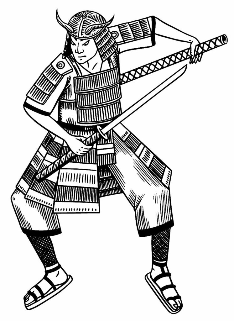 Desenho de Samurai para pintar