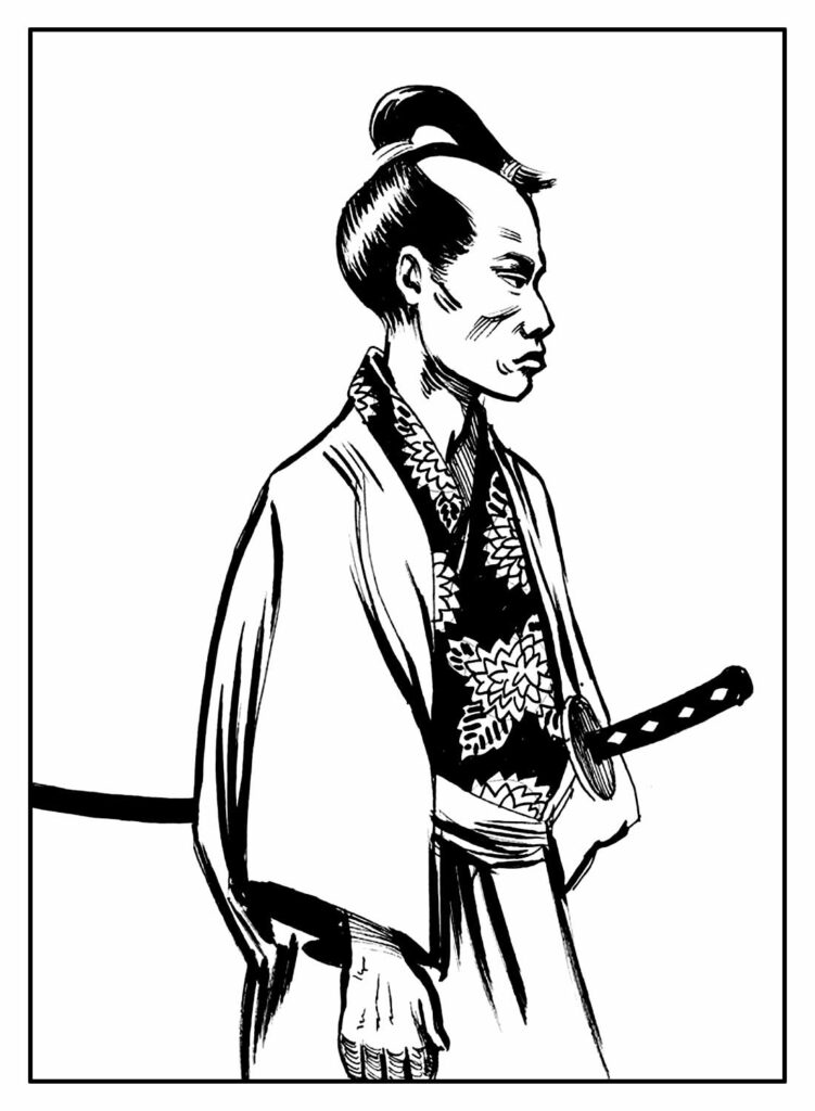 Desenho de Samurai para colorir e pintar