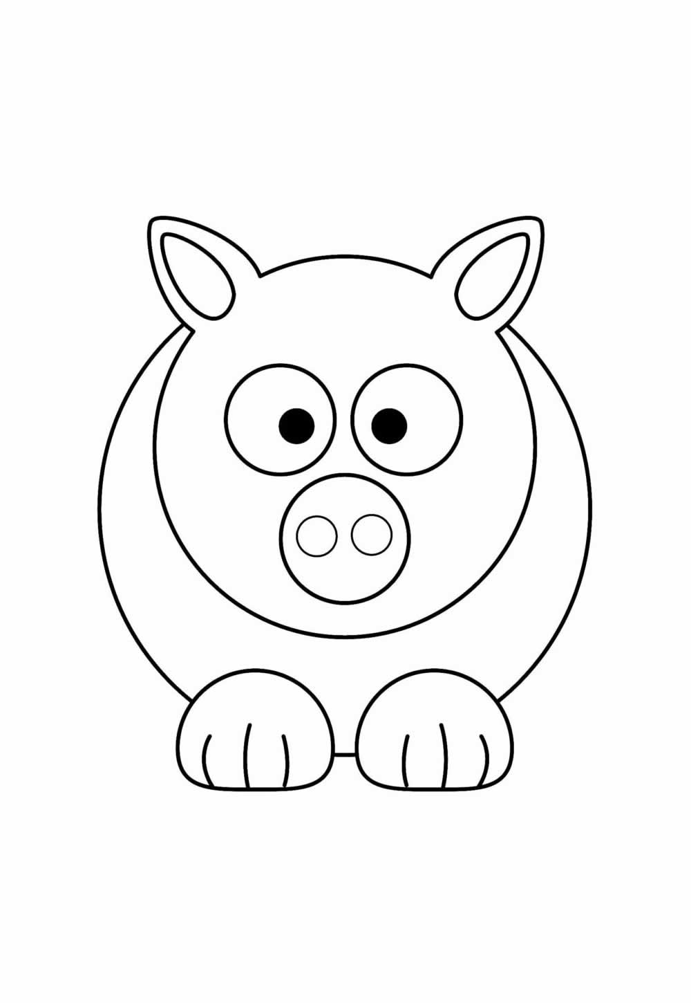 Desenho Fácil para colorir - Porco