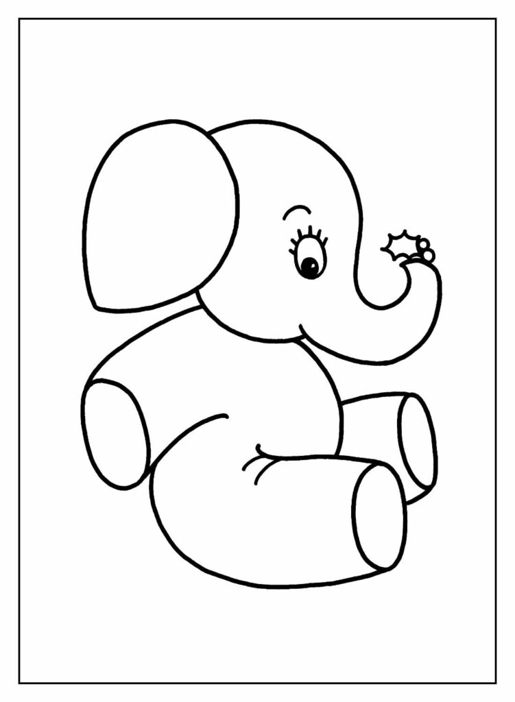 Desenho Fácil de Elefante para colorir
