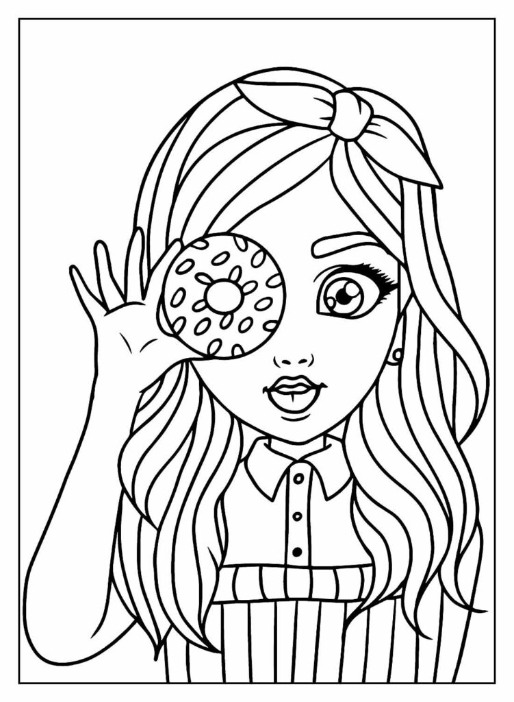 Desenho Fofo de Menina para colorir