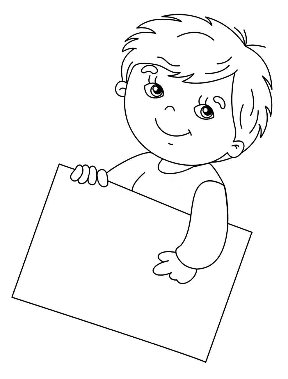 Мальчик с табличкой рисунок