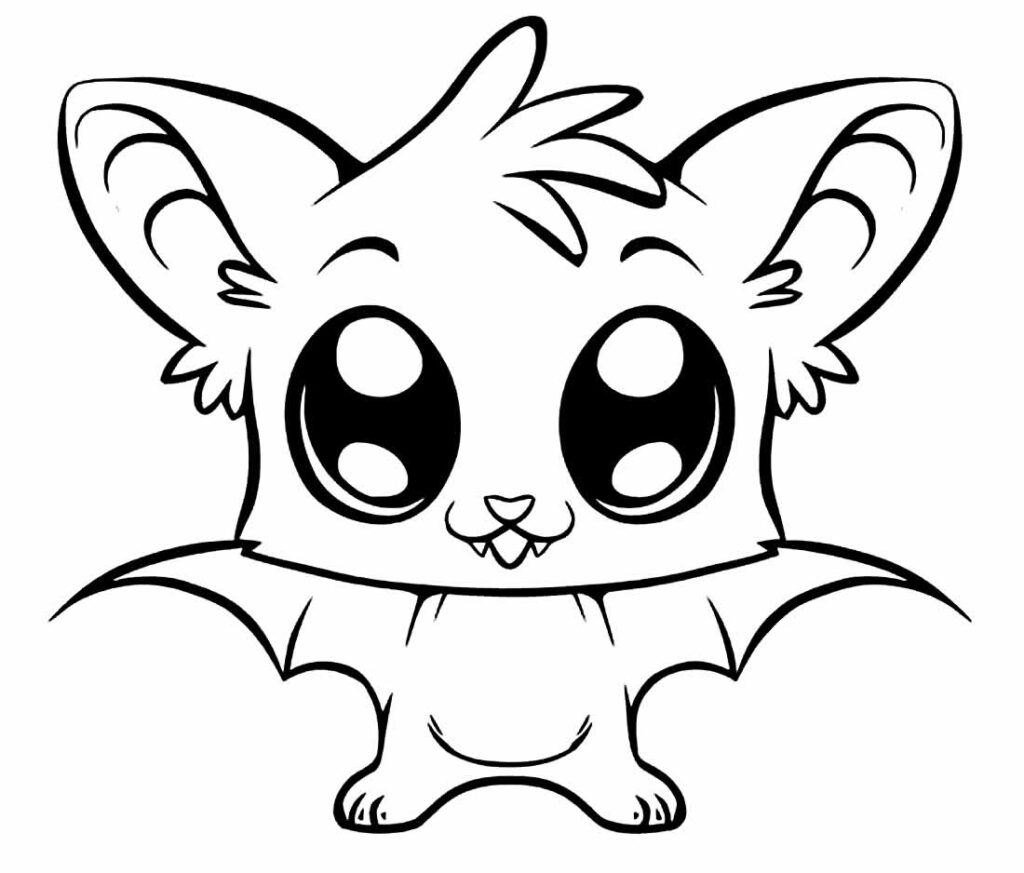 Desenho Fofo de Morcego para colorir