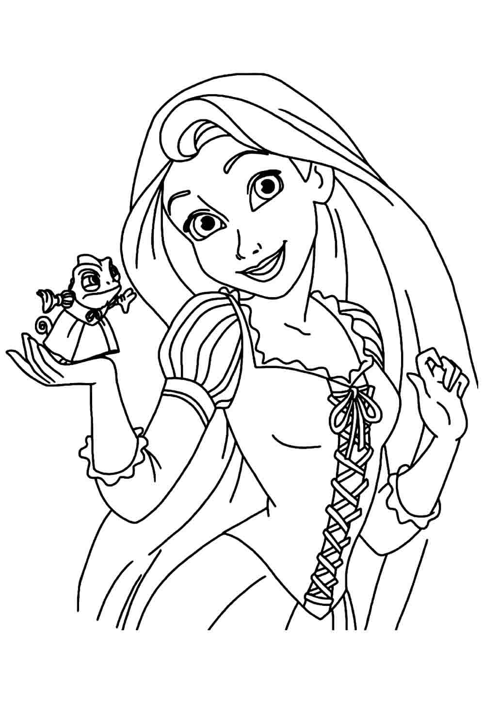 Desenho da Rapunzel para colorir