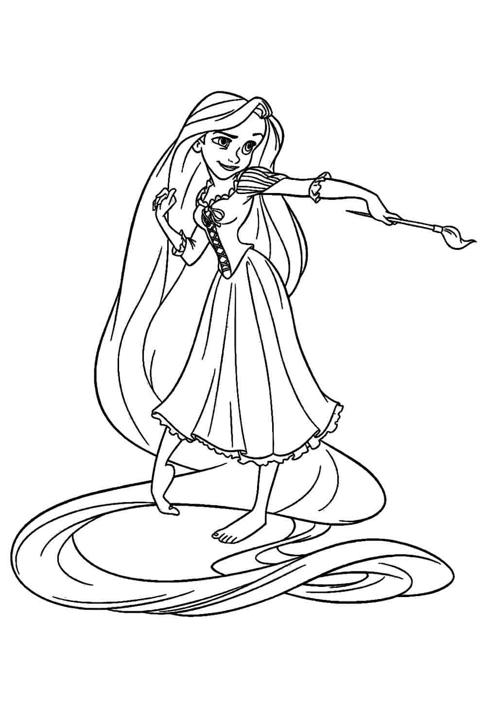 Desenho da Rapunzel para imprimir e colorir