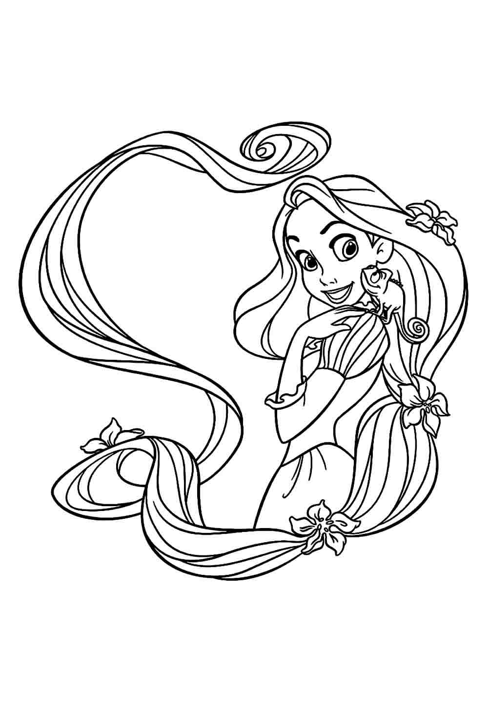 Desenho da Rapunzel para pintar