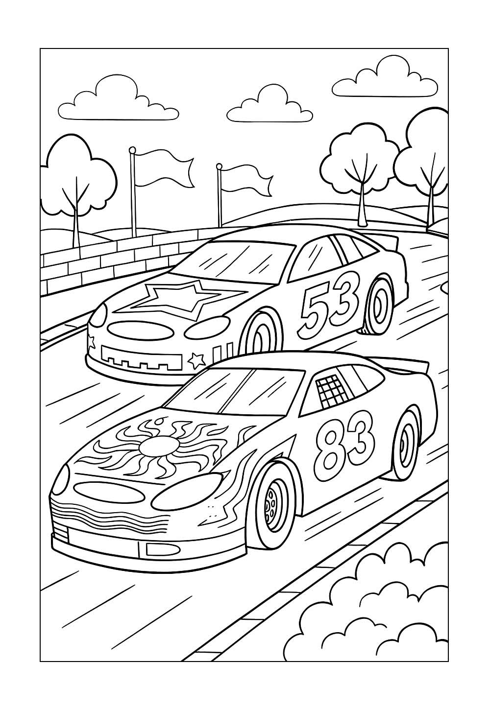 Carro de Corrida para pintar e colorir